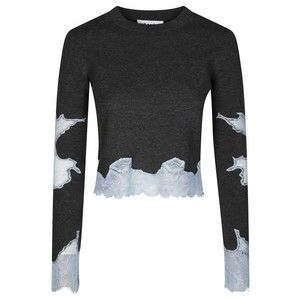 Self-Portrait Cropped Black Jumper With Lace Detailing - NWT